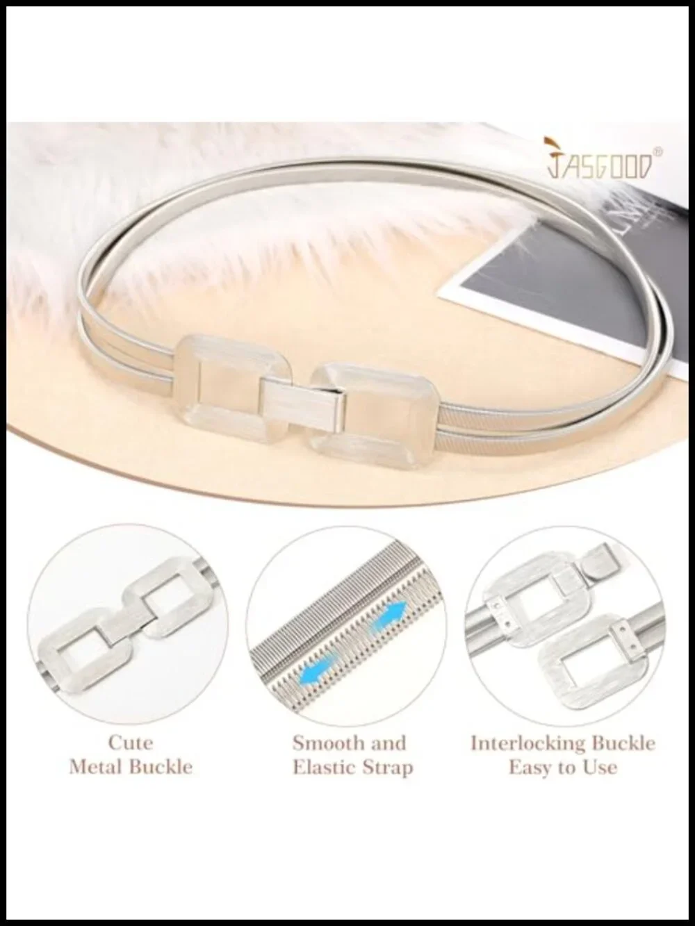 Skinny Metal Elastic Waist Belt for Women Stretch Thin Belt for Dresses